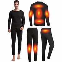Hauts chauffants électriques pour hommes Sous-vêtements doublés en polaire à manches longues pour temps froid Ensemble de vestes d'hiver thermiques pour femmes