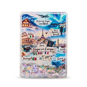 Imanes de nevera personalizados con recuerdo de viaje, imanes acrílicos con arena movediza dinámica y purpurina líquida, imanes de nevera con paisajes de países - Product Image 2
