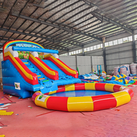 Château gonflable commercial d'extérieur avec piscine et toboggan, structure de saut pour enfants, divertissement pour parcs d'attractions