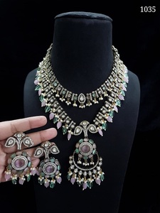 Designer Zircon Necklace with Earrings Set for Women Luxury Cubic Zirconia <b>Wedding</b> Jewelry Party Wear Fashion <b>Accessories</b> - Product Image 1