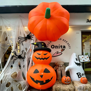 Citrouille gonflable géante orange en PVC avec éclairage LED, grande décoration publicitaire personnalisée pour l'extérieur, Halloween, <span class=keywords><strong>jardin</strong></span> - Product Image 4