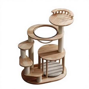 <span class=keywords><strong>Arbre</strong></span> <span class=keywords><strong>à</strong></span> <span class=keywords><strong>chat</strong></span> en bois massif écologique <span class=keywords><strong>à</strong></span> profil bas, avec condo et perchoirs intégrés, conçu pour toutes les saisons, adapté aux chats Munchkin et aux petits chatons - Product Image 1