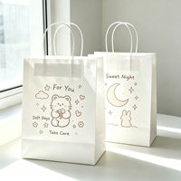 Sacs en papier kraft personnalisés avec logo imprimé pour emballage alimentaire, cadeaux et produits ménagers – Blanc et brun, pas chers