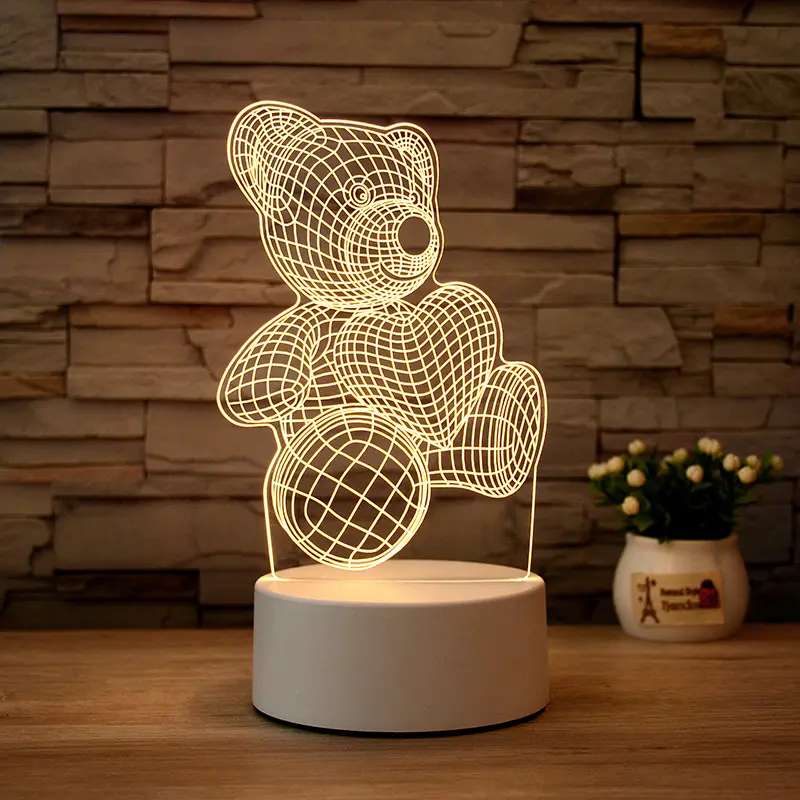 Lámpara LED de acrílico para decoración de habitación de niños, foto personalizada, ilusión 3D, Anime, Base de escritorio, navidad