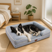 Lit orthopédique rectangulaire pour chien en faux daim, avec noyau en mousse à mémoire de forme 3D, structure alvéolée pour une circulation d'air optimale, base antidérapante en caoutchouc, lavable, OEM
