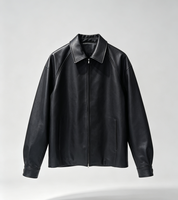 Veste en cuir de mouton noir pour homme, style décontracté, respirante et coupe-vent, fabrication artisanale à pois, directement de l'usine, inspirée des grandes marques de luxe.