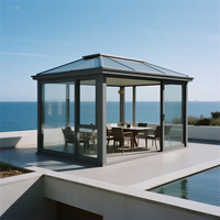 Véranda moderne en aluminium avec toit rétractable en verre trempé, montage facile, pour villa, hôtel, terrasse de jardin, maison en verre étanche