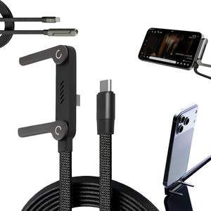 Câble <span class=keywords><strong>de</strong></span> charge invisible 2-en-1 avec support multi-angles réglable Type C, câble <span class=keywords><strong>de</strong></span> charge rapide 240W 5 pieds - Product Image 1