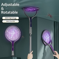 Nouvelle raquette anti-moustiques électrique télescopique rechargeable par USB, pliable, en PP, pour la maison, 2-en-1