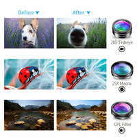 Objectifs interchangeables pour appareil photo de téléphone universel, objectif fisheye, grand angle, macro, filtre CPL/étoile ND32, kit 6 en 1 pour 98% des smartphones