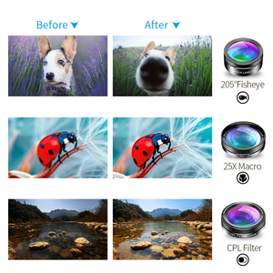 Objectifs interchangeables pour appareil photo de téléphone universel, objectif fisheye, grand angle, macro, filtre CPL/étoile ND32, <span class=keywords><strong>kit</strong></span> 6 en 1 pour 98% des smartphones - Product Image 4