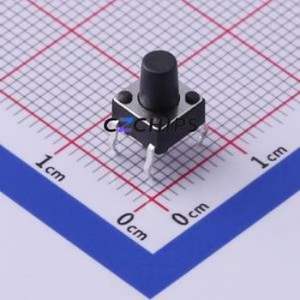 UK-B0202G80-DP25Y Tactile Switch Through hole-4P,6x6mm Switch Single Pole Single Throw Round Button 2.5N Through Hole - Product Image 1