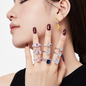 Dylam elegante Design semplice S925 argento placcato rodio vestito quotidiano a forma <span class=keywords><strong>di</strong></span> barra 5A Cubic Zirconia <span class=keywords><strong>promessa</strong></span> anelli da <span class=keywords><strong>donna</strong></span> - Product Image 2