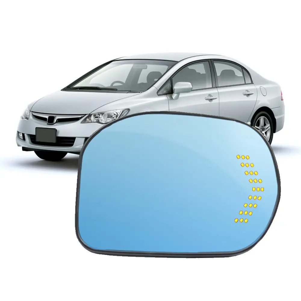 YCL turn signal light heating anti-glare blue outside glass rearview mirror glass for honda civic 9 rearview mirror
