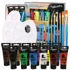 Opeth Conjunto de Tinta Acrílica Profissional 12x35ML/1.18oz Conjunto de Tinta Acrílica com 10 Pincéis + 1 Paleta para Artistas, Iniciantes