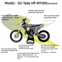 Moto tout-terrain 2 temps monocylindre refroidie par eau 300cc style GX MAGURA, 6 vitesses, carburateur PWK38, moyeu de roue CNC 50T arrière