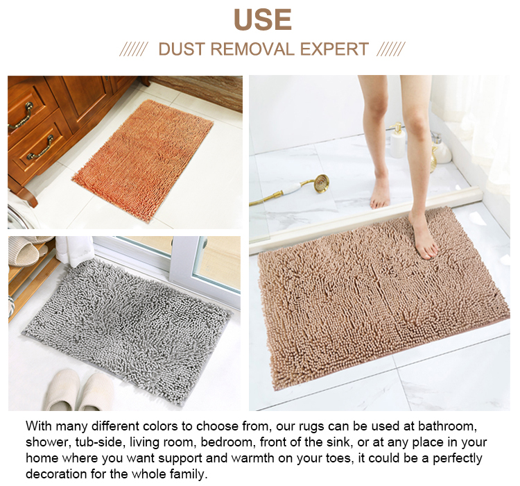 Bathroom Washable Comfortable Anti Skid Soft Shaggy Absorbent Water chenille carpet (图6)
