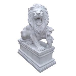 Estatua Tradicional China de León, Perro Foo de Mármol Blanco para Villa o Cementerio, Elegante Escultura de Perro Foo - Product Image 4