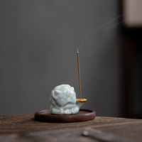 Porte-encens en bois de santal semi-mécanique et semi-artisanal, modèle D183, motif Lion Réveil Créatif en céramique, pour usage domestique intérieur