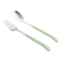 Ensemble de fourchettes et cuillères en acier inoxydable 304 avec manche en céramique, finition miroir, de qualité supérieure, élégant et portable pour le plat principal