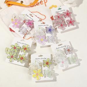MIO 3 pezzi Set di fermaglio per <span class=keywords><strong>capelli</strong></span> con stampa floreale 8/4cm di medie dimensioni da donna per ragazze pinza per <span class=keywords><strong>capelli</strong></span> squalo in plastica per uso quotidiano estivo hawii - Product Image 1