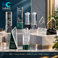 Trophée personnalisé en cristal K9 avec base en marbre et logo gravé pour événements sportifs et récompenses d'entreprise, OEM ODM