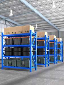 Étagères de marché en métal à 4 couches 300KG/couche Étagères à chaussures industrielles Support de suspension Stockage Rayonnage à palettes pour entrepôts - Product Image 5