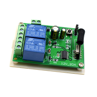 Circuit de télécommande RF 433Mhz Interrupteur sans fil universel DC 12V 2CH Récepteur de relais RF et émetteur de porte-clés pour garage
