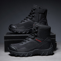 Bottes de Combat Tactiques d'Entraînement à Prix Direct Usine, en Cuir de Vachette et Mesh, à Lacets, pour Randonnée en Plein Air et Camping Sportif
