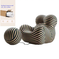 Offre Spéciale Moderne Bleu Rayé Loisirs Chaise Longue Intérieur À La Mode Pop Paresseux Compressé Canapé En Acier Inoxydable Jambes Éponge Modulaire