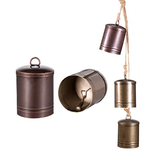 Hot bell retro tin bucket wind chimes decorate the door on the Christmas tree pendant Jingle bells metal bell crafts