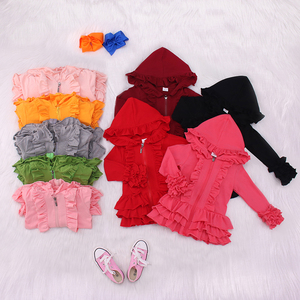 Felpa con cappuccio di nuovo Design per ragazze cappotto autunnale personalizzato in tinta unita con decorazione con volant e cerniera - Product Image 1
