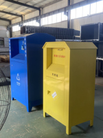 Contenedor de Reciclaje y Donación de Ropa Usada de Acero Galvanizado con Tapa Enrollable para Uso en Exteriores, Publicidad Comunitaria Ecológica