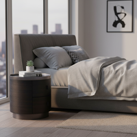 Moderner Hochwertiger Kreativer Runder Furnier-Nachttisch aus Massivholz für Schlafzimmer und Hotel