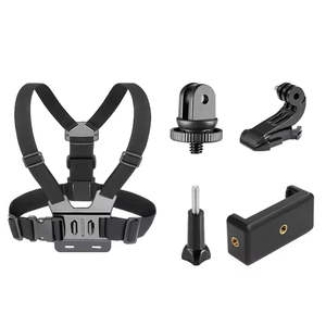 Support de téléphone Hongdak avec adaptateur de base de type J, <span class=keywords><strong>accessoires</strong></span> de fixation sur poitrine pour GoPro avec kit caméra 5-en-1 et sangle de poitrine - Product Image 1