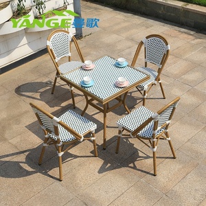 Rattan bistrot francese <span class=keywords><strong>sedie</strong></span> e tavolo da esterno bistrot <span class=keywords><strong>sedie</strong></span> rattan giardino Set di bambù Patio bistrot Set mobili da esterno - Product Image 5