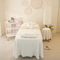 Ensemble de draps de Table de Massage personnalisés blancs Couverture de Table de Massage matelassée de couleur unie douce Couvre-lit de Salon de beauté respirant