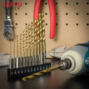 1/4 "strumenti di lavoro con gambo esagonale 13 pezzi HSS Twist Drill Bit Set rivestito in titanio per metallo legno alluminio ferro sottile