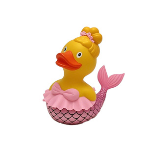 Summer Getaway Series Customized Batch Production Imprimé PVC Mermaid Rubber Duck Shaped Bathtub Toys with Pattern Designs - Product Image 1