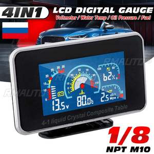 Medidor Digital LCD 4 en 1 para Auto de 12v/24v, Voltímetro, Presión de Aceite, Combustible, Temperatura del Agua, Sensor de Presión de Aceite de 1/8 NPT - Product Image 1