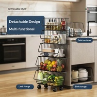 Étagère de cuisine à trois niveaux, autoportante, en métal, amovible, multi-usages, pour légumes et fruits