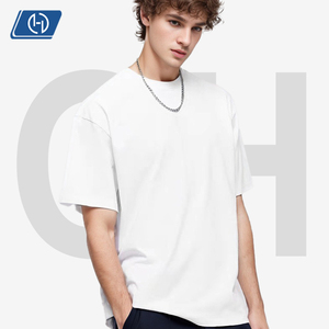 220g 남성용 100% 코마면 티셔츠 루즈핏 와이드 크루넥 단색 캐주얼 반팔 편안한 핏 데일리 베이직 - Product Image 2