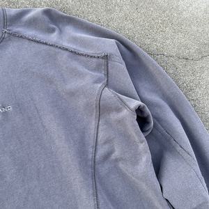 Sudadera con Capucha Raglán Extra Grande de Estilo Urbano, Sudadera de Algodón French Terry Lavada al Ácido para Hombre, Sudadera con Cuello Redondo y Logotipo Personalizado Bordado - Product Image 4