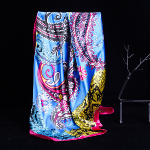 Wholesale Oem Manufacturer Luxury Colorful Custom Brand <b>Large</b> Size Silk Satin Scarf - Product Image 1