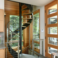 Escalier en spirale en acier au carbone, diamètre et hauteur personnalisés, utilisation intérieure et extérieure