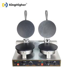 Nouvelle machine à gaufres à double tête commerciale, machine à rouleaux d'œufs électrique en acier inoxydable 110V/220V, en-cas pour les magasins de crème glacée, les boulangeries - Product Image 3