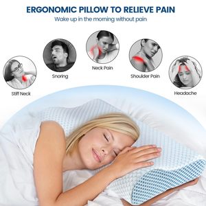 Bantal tempat tidur busa memori untuk tidur, bantal ortopedi penopang leher kontur tengkuk ergonomis untuk tidur perut sisi belakang - Product Image 4