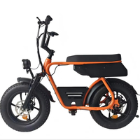 Sepeda Listrik Ban Gemuk Suspensi Penuh 16 Inci Kecil, Gaya Moped untuk Berkendara di Kampus, E-bike untuk Dewasa