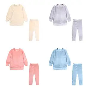 1-7T Giản Dị Cửa Hàng Hai Mảnh Thiết Lập Cho Cô Gái Mùa Thu Nhung Áo Thun Jumper Và Vải To Sợi Quần Bó Sát Loungewear Quần Áo