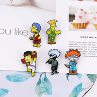 24 styles en stock, directement de l'usine, badges amusants de la série animée The Simpsons, badges en métal alliage, badges en émail Simpsons
